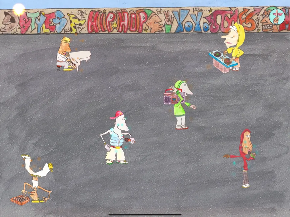 A hand-painted Hip-Hop band on a graffiti-covered street